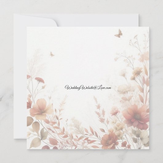 Boho Browns with Butterflies Floral Wedding 招待状 (裏面)