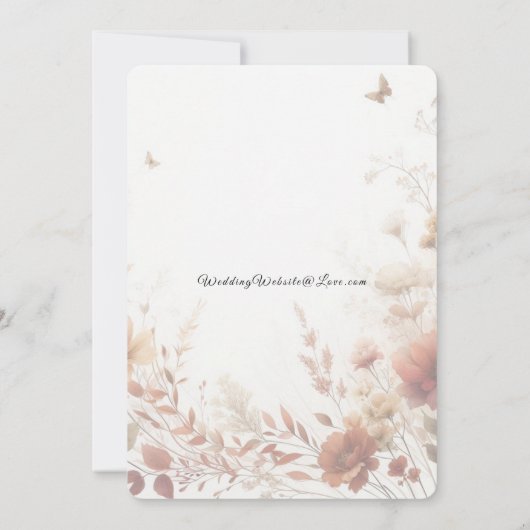 Boho Browns with Butterflies Floral Wedding 招待状 (裏面)
