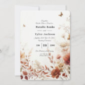 Boho Browns with Butterflies Floral Wedding 招待状 (正面)