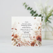 Boho Browns with Butterflies Floral Wedding 招待状 (スタンド正面)