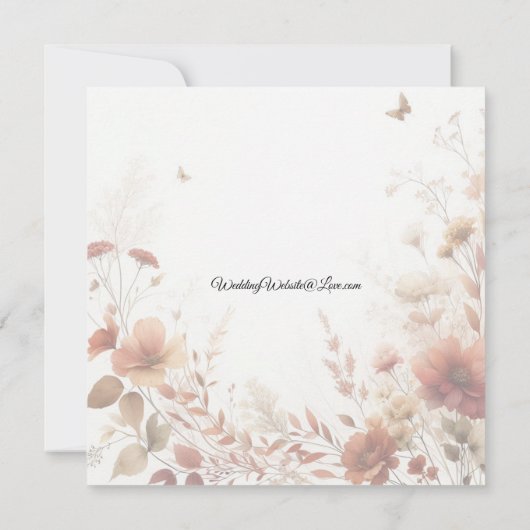 Boho Browns with Butterflies Floral Wedding 招待状 (裏面)