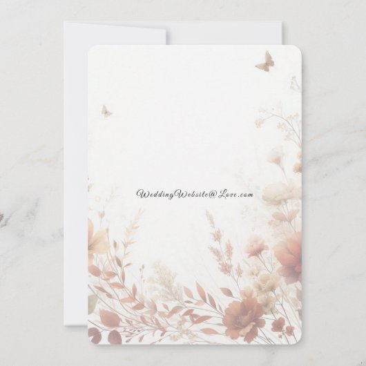 Boho Browns with Butterflies Floral Wedding 招待状 (裏面)