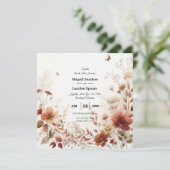 Boho Browns with Butterflies Floral Wedding 招待状 (スタンド正面)