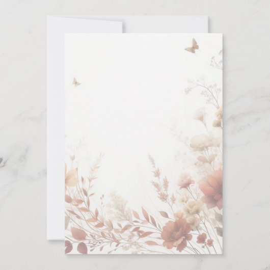 Boho Browns with Butterflies Floral Wedding 招待状 (裏面)