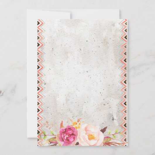 Boho Brunchと泡立つブライダルシャワーの招待 招待状 (裏面)