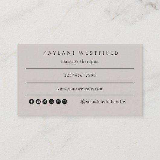 Boho Brushed Massage Business Card Body Therapy 名刺 (裏面)