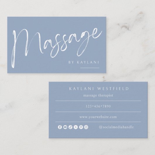 Boho Brushed Massage Business Card Body Therapy 名刺 (正面/裏面)