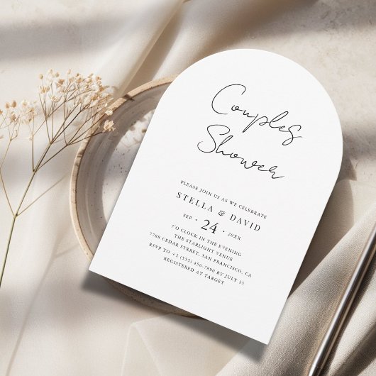 Boho Budgetのカップル結婚のシャワーアーチ写真 招待状