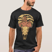 Boho Bull Skull Desert Sunset Roam Free Western Co Tシャツ (正面)