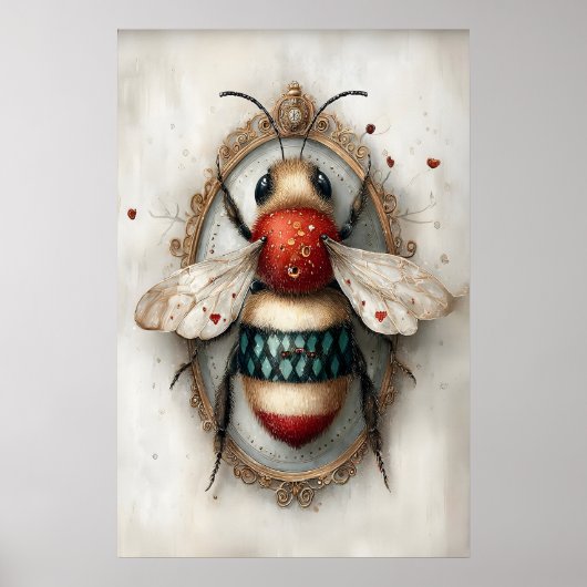 Boho Bumblebee Print, Bee Spring Printable Wall ポスター (正面)