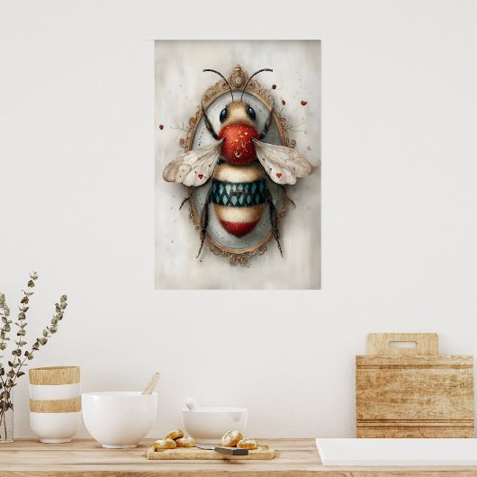 Boho Bumblebee Print, Bee Spring Printable Wall ポスター (キッチン)