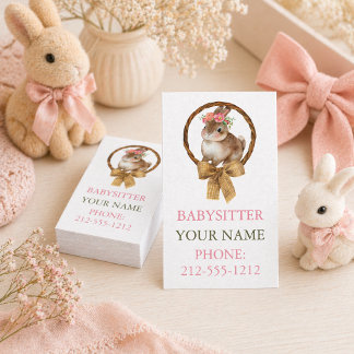 BOHO Bunny コケット ボウ ベビーシッター ビジネスカード