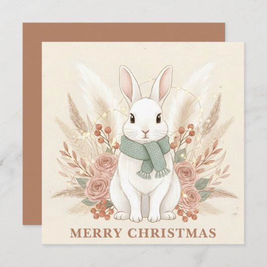 Boho Bunny Christmas シーズンカード (正面/裏面)