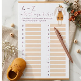 Boho Bunny Floral Baby Shower Activity