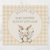 ~Boho Bunny Neutral Baby Shower  スパークリングワインラベル (シングルラベル)