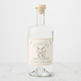 ~Boho Bunny Neutral Baby Shower  リキュールボトルラベル