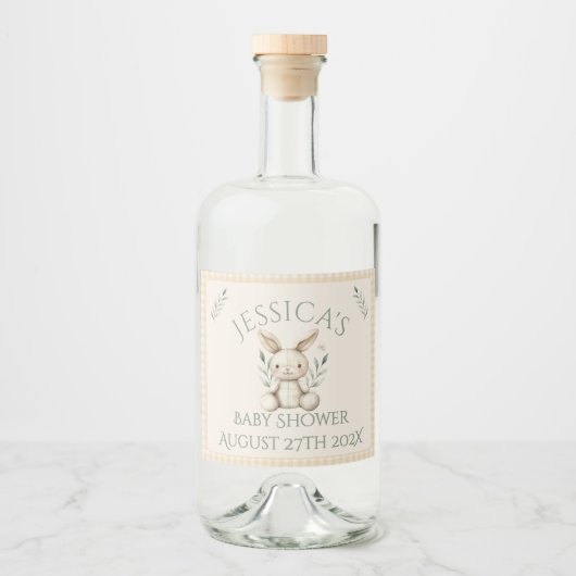 ~Boho Bunny Neutral Baby Shower リキュールボトルラベル (正面)
