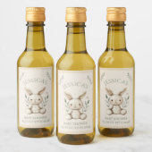~Boho Bunny Neutral Baby Shower  ワインラベル (ボトル)