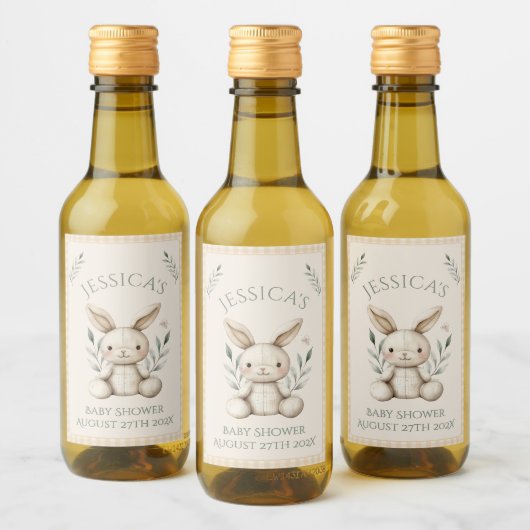 ~Boho Bunny Neutral Baby Shower ワインラベル (ボトル)