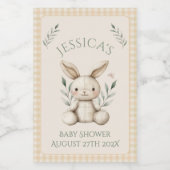 ~Boho Bunny Neutral Baby Shower  ワインラベル (シングルラベル)