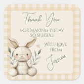 Boho Bunny Neutral Baby Shower Favour スクエアシール (正面)