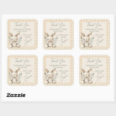 Boho Bunny Neutral Baby Shower Favour スクエアシール (シート)