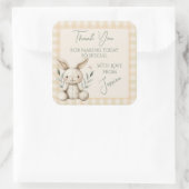 Boho Bunny Neutral Baby Shower Favour スクエアシール (バッグ)