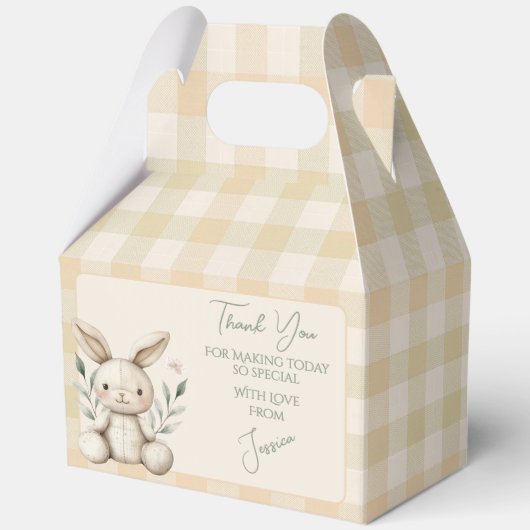 Boho Bunny Neutral Baby Shower Favour フェイバーボックス (正面)