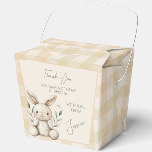 Boho Bunny Neutral Baby Shower Favour フェイバーボックス (正面)