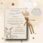 Boho Bunny Neutral  Baby Shower Invitation 招待状