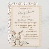 Boho Bunny Neutral Baby Shower Invitation 招待状 (正面/裏面)