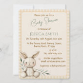Boho Bunny Neutral  Baby Shower Invitation 招待状 (正面)