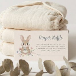 Boho Bunny Watercolor Diaper Raffle エンクロージャーカード