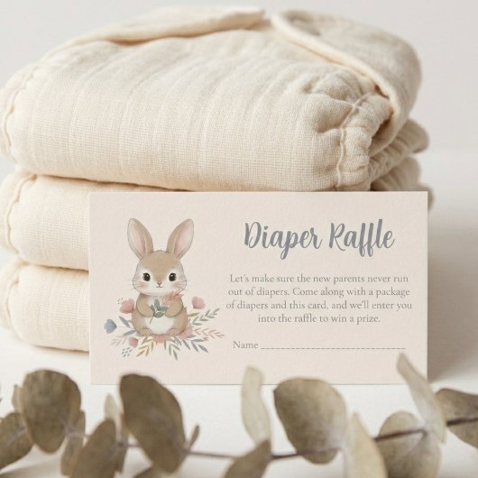 Boho Bunny Watercolor Diaper Raffle エンクロージャーカード