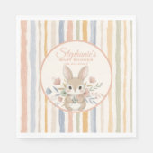Boho Bunny Watercolor Stripe  スタンダードランチョンナプキン (正面)