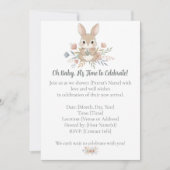 Boho Bunny Watercolor Stripe Baby Shower 招待状 (正面)