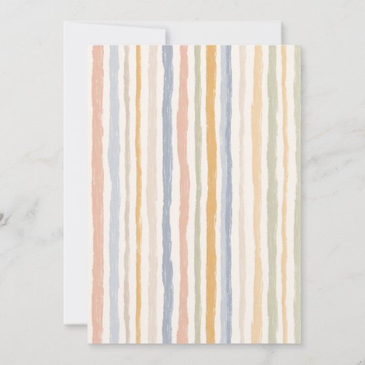 Boho Bunny Watercolor Stripe Baby Shower 招待状 (裏面)