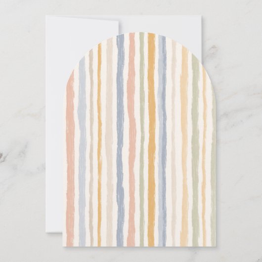 Boho Bunny Watercolor Stripe Baby Shower 招待状 (裏面)