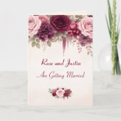 Boho Burgandy Wine Floral Elegant Custom Wedding 招待状 (正面)