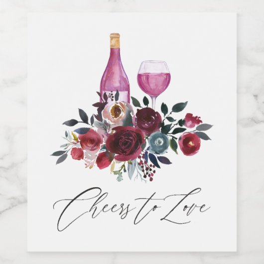 Boho Burgundyとネイビーのワインテイスティング ワインラベル (シングルラベル)