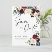 Boho Burgundyと赤面保存日付招待状 招待状 (スタンド正面)