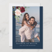 Boho Burgundyと赤面保存日付招待状 招待状 (裏面)