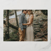 Boho Burgundyエレガント赤面フローラ写真 箔招待状 (裏面)