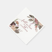 Boho Burgundyバラ秋インラブフローラ結婚ズ スタンダードカクテルナプキン (角)
