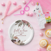 Boho Burgundyバラ秋インラブフローラ結婚ズ ペーパープレート (パーティー)