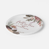 Boho Burgundyバラ秋インラブフローラ結婚ズ ペーパープレート (アングル)