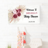 Boho Burgundyパンパスグラスウェルカムバックドロップ 横断幕 (インサイチュ)