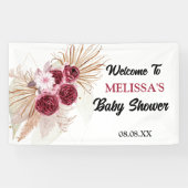 Boho Burgundyパンパスグラスウェルカムバックドロップ 横断幕 (横)