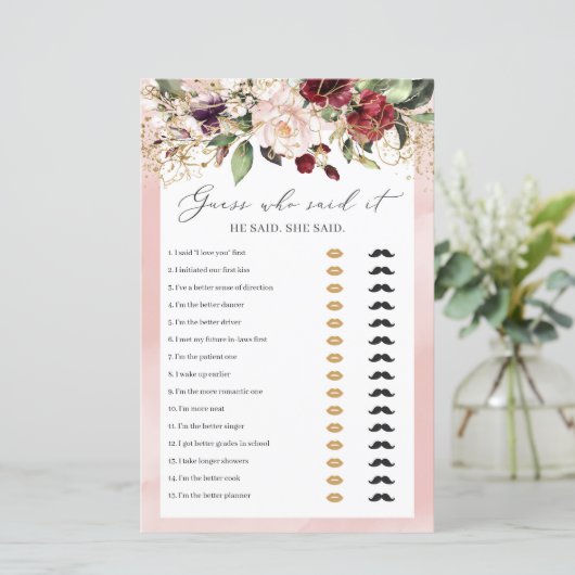 Boho Burgundyフローラ彼は彼女はゲームを言った (スタンド正面)