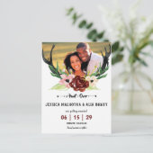 Boho Burgundyフローラ狩りは日付を保存する 案内ポストカード (スタンド正面)